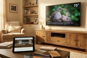 wooden TV stand for 75 inch TV