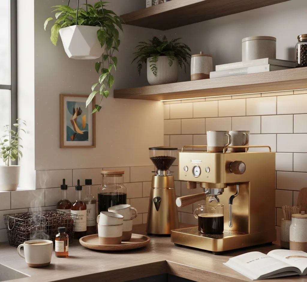 aesthetic countertop coffee station ideas