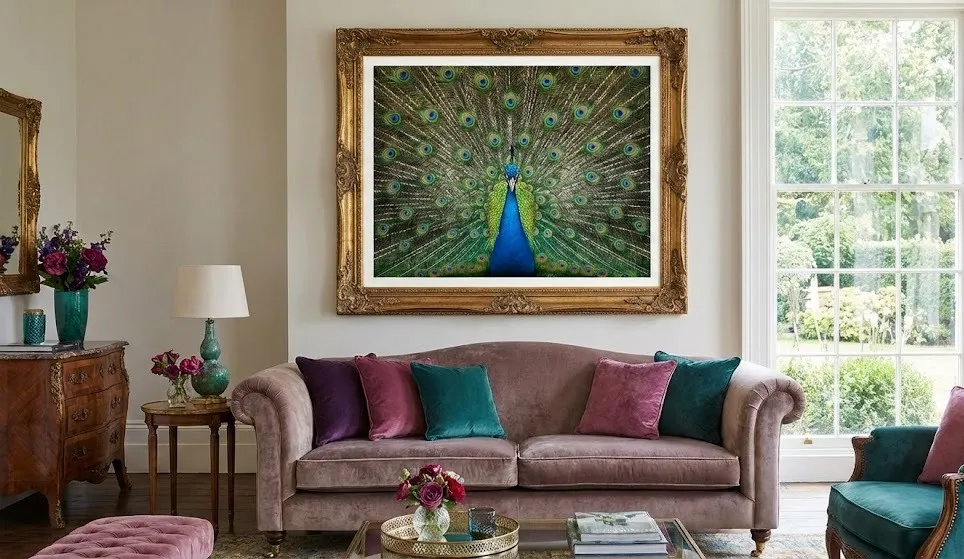peacock wall art framed