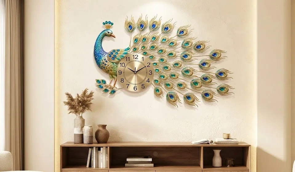 wall peacock clock