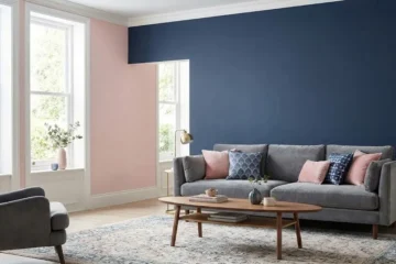 Blue and Pink Living Room Walls