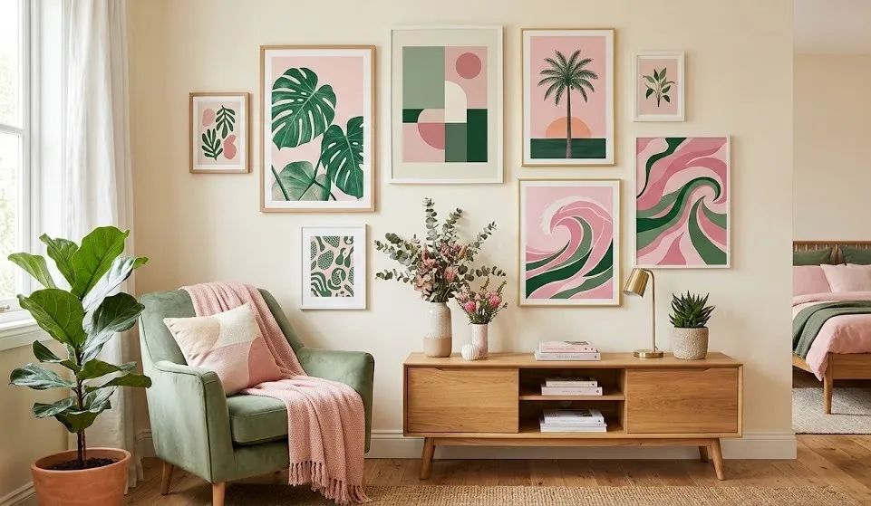 Pink and Green Room Posters